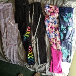 5 pair Name Brand Leggings size 10/12 Girls